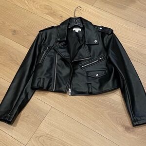 Topshop Black Cropped Leather Jacket